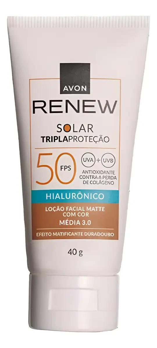 Protetor Solar Facial Matte Cor Média 3.0 FPS 50 Renew Avon — Avon com entrega em Recife e RMR | Liquida Perfumes