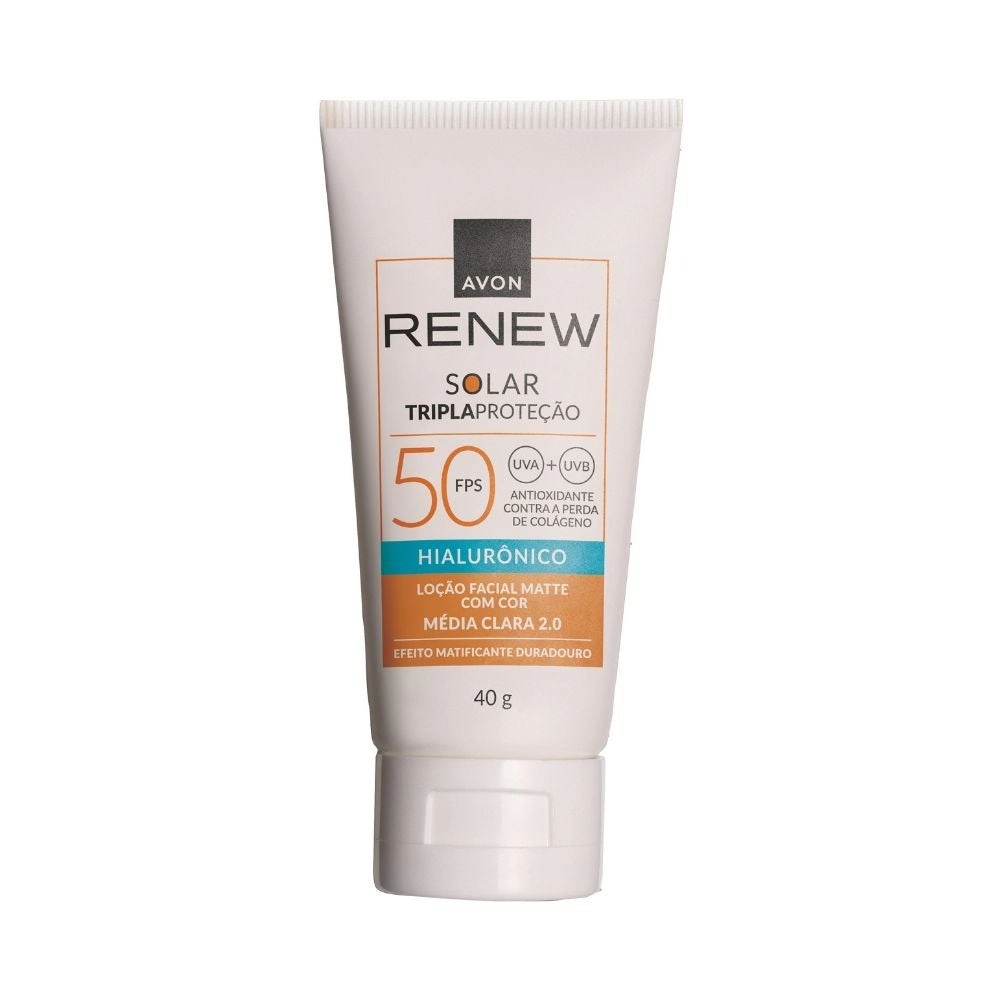 Protetor Solar Facial Matte Cor Média Clara 2.0 FPS 50 Renew Avon — Avon com entrega em Recife e RMR | Liquida Perfumes