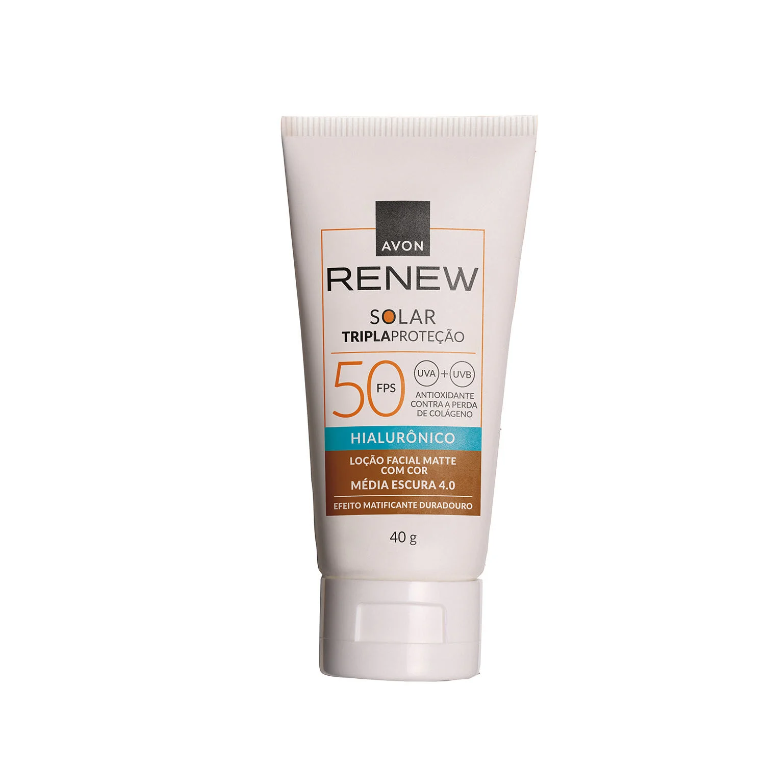 Protetor Solar Facial Matte Cor Média Escura 4.0 FPS 50 Renew Avon — Avon com entrega em Recife e RMR | Liquida Perfumes