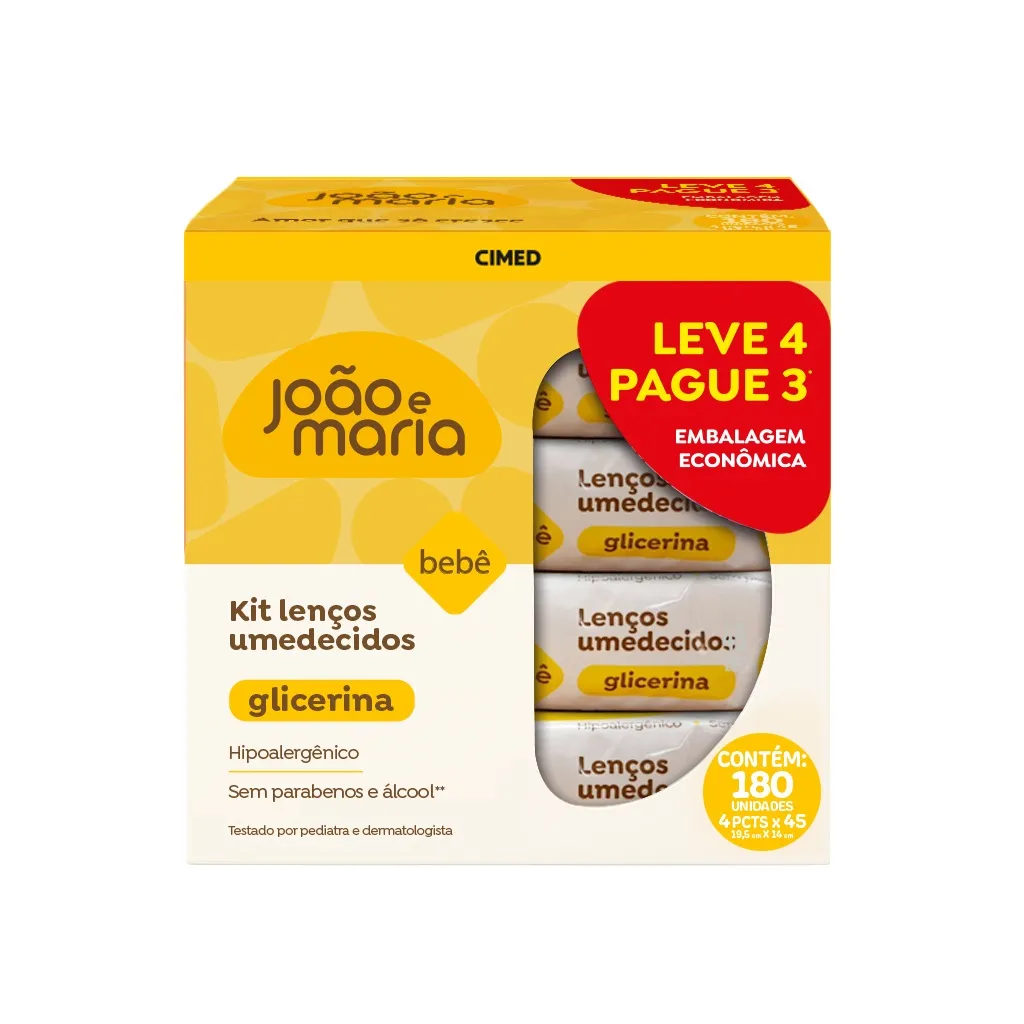 Pack 4und Lenço Umedecido Joao e Maria Baby Com Fragrancia — Carmed com entrega em Recife e RMR | Liquida Perfumes
