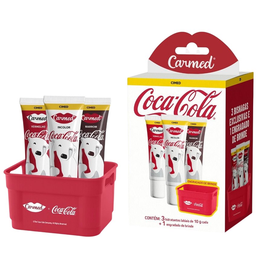 Kit Gloss Labial Coca Cola 3 Cores — Carmed com entrega em Recife e RMR | Liquida Perfumes