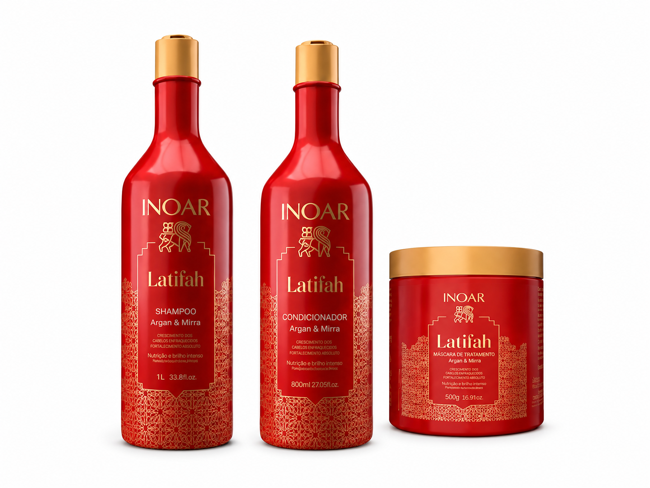 Combo Shampoo 1L + Condicionador 800ml + Máscara Latifah 500g — Inoar com entrega em Recife e RMR | Liquida Perfumes