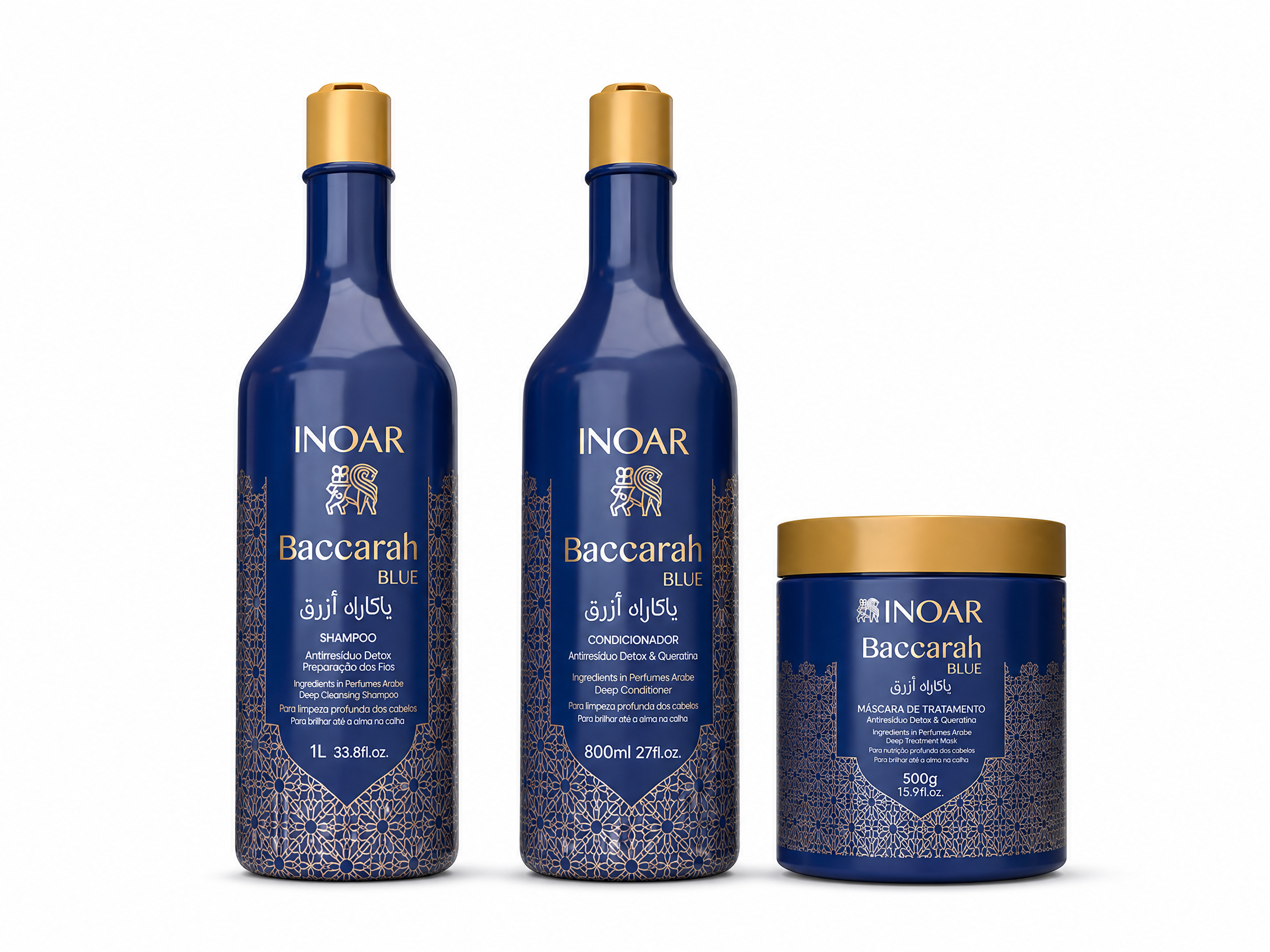 Combo Shampoo + Condicionador Baccarah Blue 1L + Máscara Baccarah Blue 500g — Inoar com entrega em Recife e RMR | Liquida Perfumes